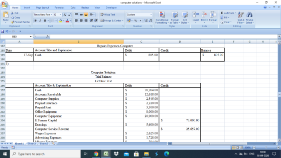 Cla computer solutions - Microsoft Excel Home Insert Page Layout Formulas Data Review View Developer (?) X х AutoSum - Times