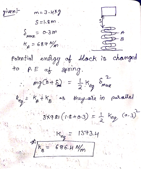 gien m 3. S 1.2 m o-3m Max 687 chamged Potential enrgy af bock is ing to p.E af Mar they are in psle Co-) 3x9.81 (1-8+03) -