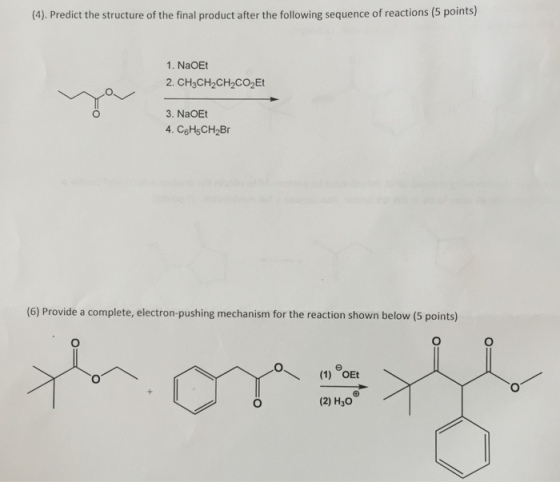 Predict the structure of the final product after t