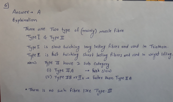 Answer A Explaination There are two type of (mainly) muscle fibre Type I 4 Type I Type I is slow twiching long lasting fibres