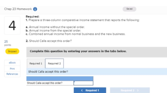 Chap 23 Homework i Saved Required: 1. Prepare a three-column comparative income statement that reports the following: a. Annu