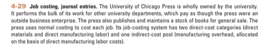 4-29 Job costing, journal entries. The University of Chicago Press is wholly owned by the university. It performs the bulk of