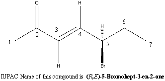 3 hyty II. IUPAC Name of this compound is (RE) 5-Bromohept-3-en-2-one