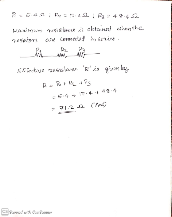 R = 5.4 0 ; Ro = 1974.12 į R3 = 4.8.4 52 Marimum sesi stamce is obtained when the resistors are connected in series . Ri R2 R