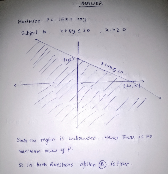 ANSWER Maximize po 15x+ 704 subject to x + 4y = 20 2,47 o * 1015) x+4y=20 (20,04 Hence There is no Since the region is unboun