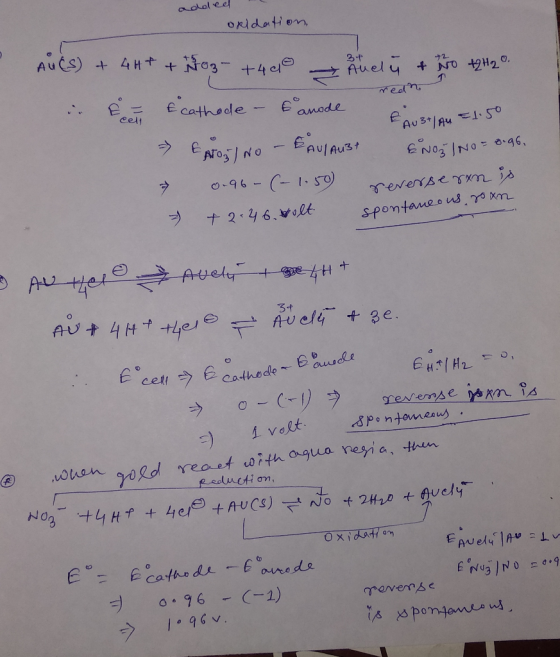 added oxidation, AUCS) + 4H+ + 03 +400 quel y + ho +2H2o. in E = €cathode - € anode - € 410g) NO - EAULAUBT 0.96- (-1.50 stin