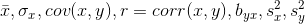1,01, cou(x, y), r = corr(x, y), byr, S y