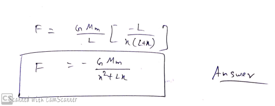 F = G Mm [ ut -L ] L N (Ltd.) - 6 Mim n2tln Answer CScanned with CamScanner
