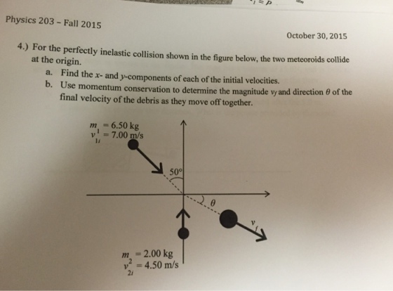 For the perfectly inelastic collision shown in the