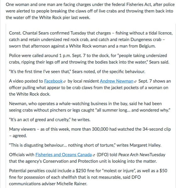 One woman and one man are facing charges under the federal Fisheries Act, after police were alerted to people breaking the cl