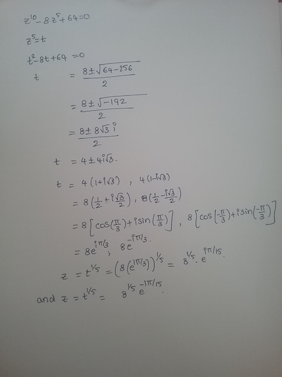 zo_82464=0 ze=t test+64 =0 = 8√ 64-256 2 = 875-192 2 = 8+ 813 i 2 t = 441B3. t = 4(1+iB), 4(1-BB) = 8(+is@).(-) = 8 (COS() +
