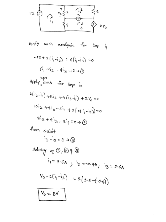 2. 12 ( Vo 3 2 v 3 prry mesh aalyss fo op sper mes 3-123 ,-3.GA 2--o.4A, Í3.. 2.6A