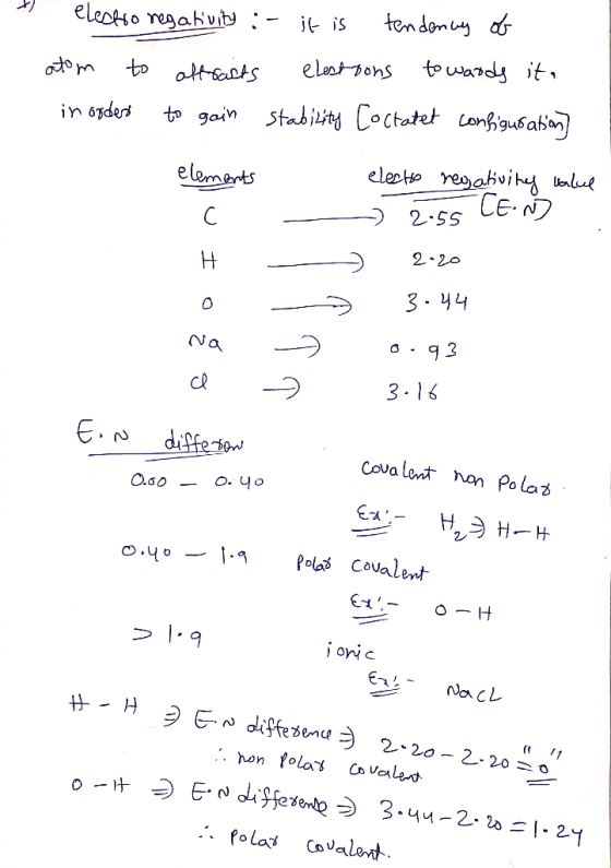 & electronegativity :- it is tendency of atom to attracts elestions towards ita in order to gain stability Cortatet configura