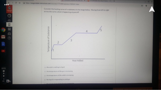€ ) e https Noregonstate instructure.com/course/1772484/ 25601/ Consider the heating curve of a substance in the image below.