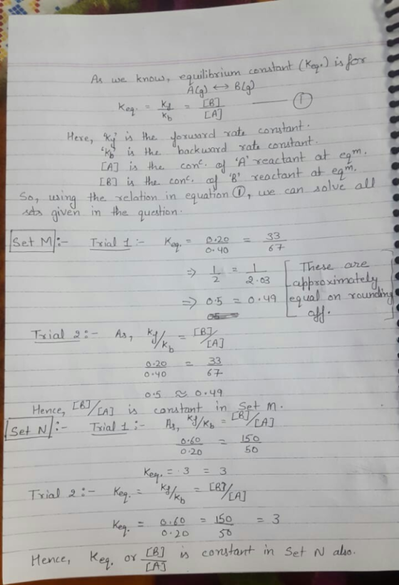 A use knaus, vequalibrium cenatant (Ke) is forx LA i the oward xats constant ere LAT is the con l A reactant at eam -So,, usi
