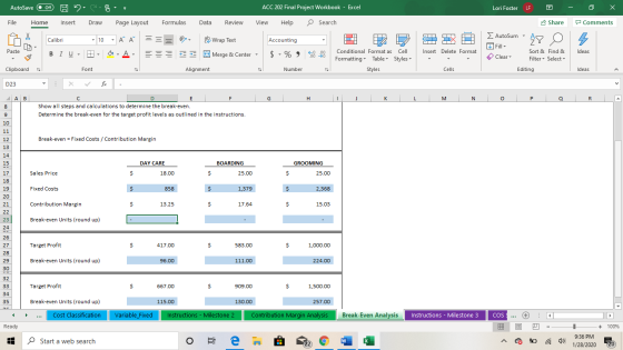 ACC 202 Final Project Workbook - Excel - AutoSave Off HO File Home Insert B Draw : Page Layout Formulas Data Review View Help