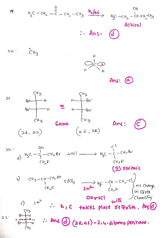 | OH 3. , -CH, Lă– cu, “CH, P./oi , HC-CH, -CN KH-CH, Achiral . Ans: @ - 20 CH₂ I- - Ans: @ CH3 He for $#me Her с 2 CH3 Same