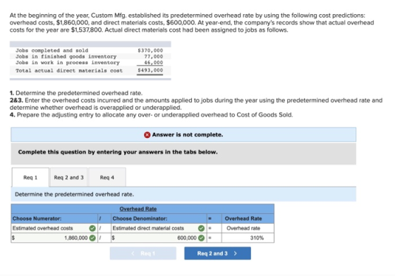 At the beginning of the year, Custom Mfg. established its predetermined overhead rate by using the following cost predictions