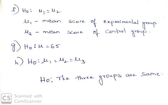 1. 씨스M2 u,- mean lla - mean Hoill=65 score score of of Experimental group control group. К) Но: , ц, а из Hoi The three gro