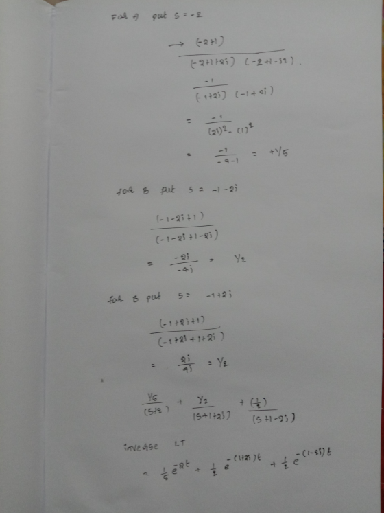For put s=-2 (-2+) +193) (-27-32). f 1723) (-1791) (23) 2_ coe e 1 for 8 put 5 = -1-2i 1-1-2i+1) (-1-25 +1-21) Ya 12 5= four