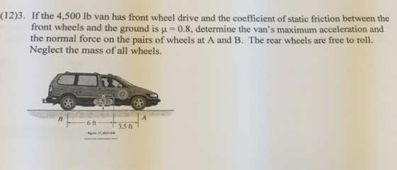 If the 4, 500 lb van has front wheel drive and the