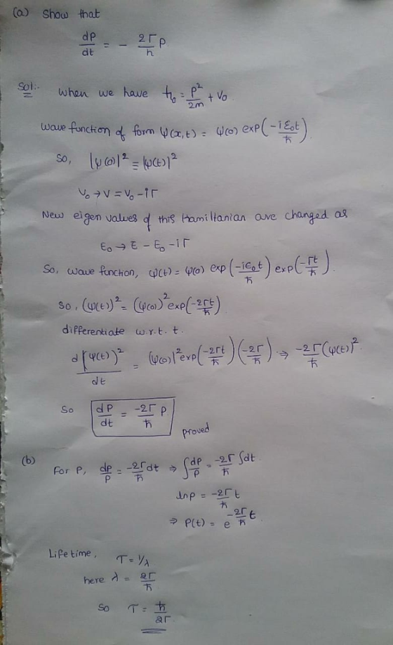 (o) Show that d p dt 2「 Swhan we haue tPt vo 2.m Neu eigen valves d this taumi Hantan ave changad a so , (ure») @(0) 2exe(-쮜) dipPerentiate wrtt o) exp d e dt- カ Proved Li Pe tine , Ττ ya here λ= a厂