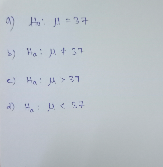 1 ) Но д37 5) Над 37 C) на и> 37 а) на: <3