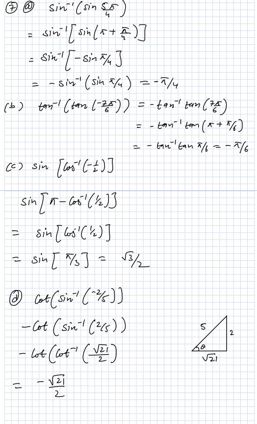 @ + - sin (sin St sin[ sin(x+ $)] Sin/- 5.4 57 -sin (sin 2/4) .-7/4 (6) tan (tan 1-2)) = -tan tan (77) = -tan tom (x + 7%)