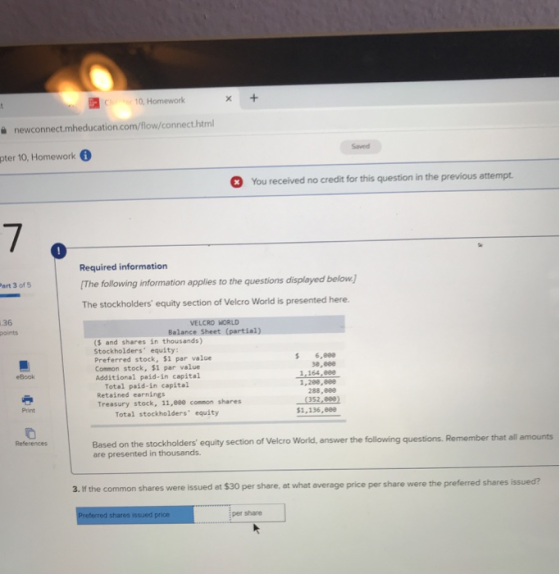 C 10, Homework X + newconnect.mheducation.com/flow/connect html ter 10, Homework Swed You received no credit for this questio