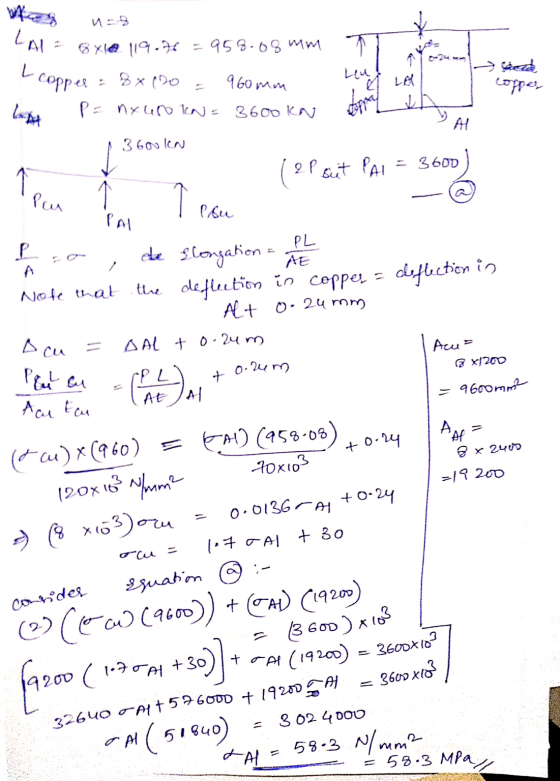 Wer n=1 0-24. L copy sede copper LAI - 8xle 119.76 = 958.08 mm I copper : 8x120 = 960 mm lop P = nxuro IN= 3600KN 1 36oolea (
