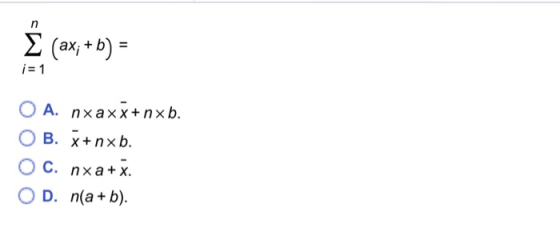 ax, + b) = i=1 с. O D. n(a + b) .