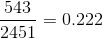 \frac{543}{2451}=0.222