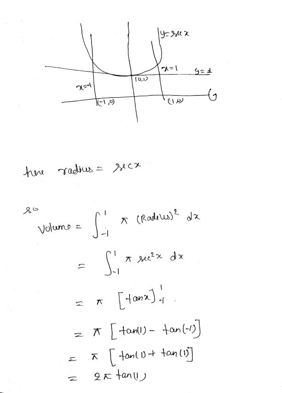 X و دو = | د دو (5,12 224 G زهرا- در ۱ x here radius radius = seca ده و * a (Radeus) e da Volume a sec2x dx . ہ ۔ [102] جا an