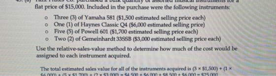 1. (a) TOLL TILES C0. puillaseu a vulk qually UI dSure musical isu Unents of flat price of $15,000. Included in the purchase