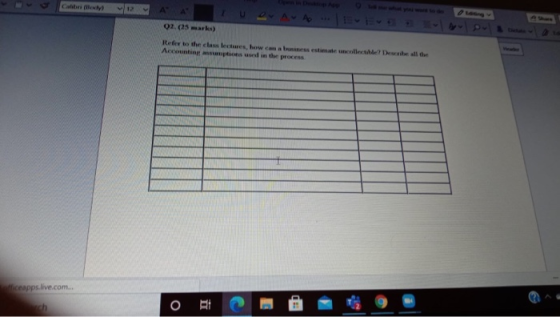 12 A AvA 02. (25 marks) Refer to the class lectus, how canabis estimate collectie Dee all the Accounting sumptions in the pro