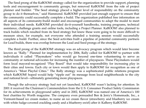 The Seed prong of the KaBOOM! strategy called for the organization to provide support, planning tools and encouragement to co