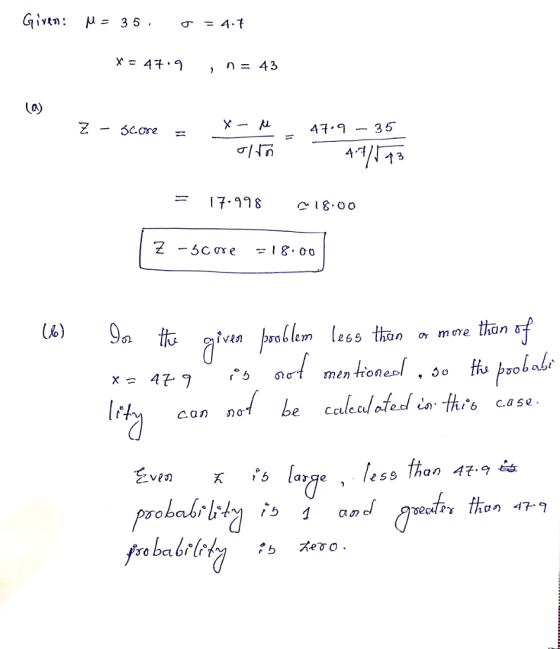 Given : μ=35 ,n=43 49-35 4イ iven problem le65 than or mcre mentionesl , 30 e· C.CLle.c しの、.thls c.a se