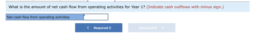 What is the amount of net cash flow from operating activities for Year 1? (Indicate cash outflows with minus sign.) Net cash