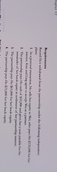 hapter 12 Requirements Record Hos withdrawal from the partnership under the following independent plans: 1. In a personal tr