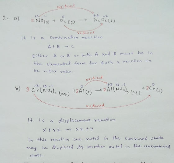 oxidized +4 -2 2. a 2 Noigt on N2O4(e) reduced It is a combination reaction A + B C Either A or B or both A and B must be in