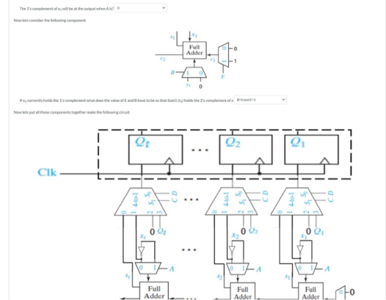 The 1s complement of will be at the output when Ais? Now lets consider the following component Full Adder 빨 0 1 xy currently