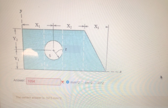 _ X X2 + X; 7 Y₂ T 5 Y Answer: 1054 x mm 2cm^ 2n^2 The correct answer is: 1615 mm 2