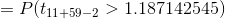 =P(t_{11+59-2}>1.187142545 )