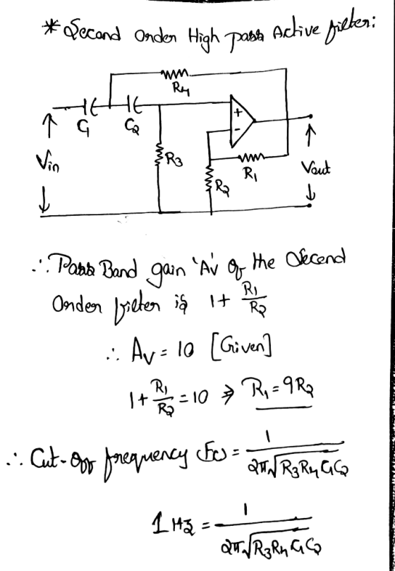 *Pecand Onden High pasa Active frieben: WWW- HHE ...Pasal Band gain Av of the Second Onder filter is itt · Av: 10 (Given] it