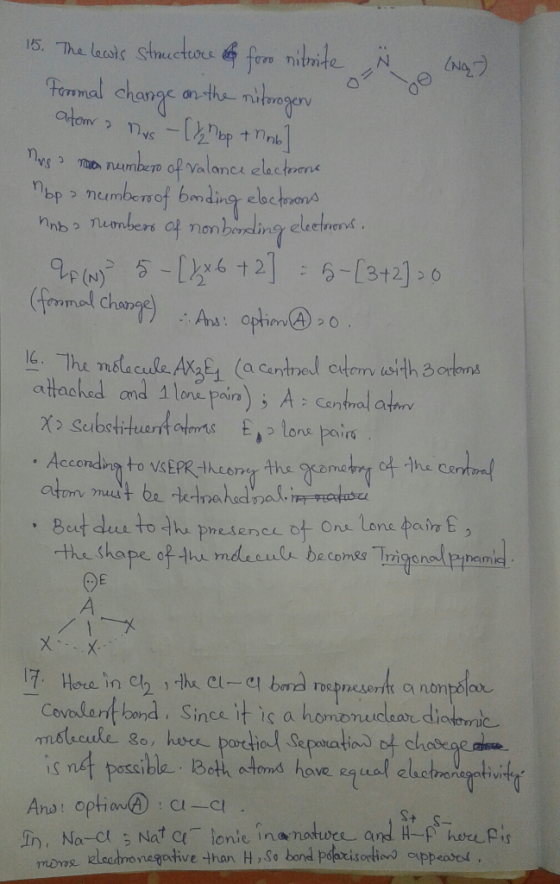 15. The leats structure & for nitrite Ň (NG) Fromal change on the nitrogen atoma nus - [2 Mbp + hub] Mors non numbers of Vala