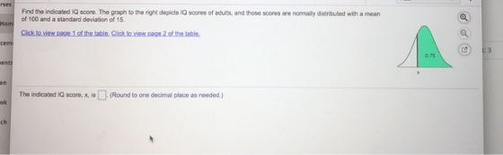 Find the indicated IQ score. The graph to the right depicts IQ scores of adults, and those scores are normally distributed wi