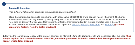 Required information [The following information applies to the questions displayed below.] Claire Corporation is planning to