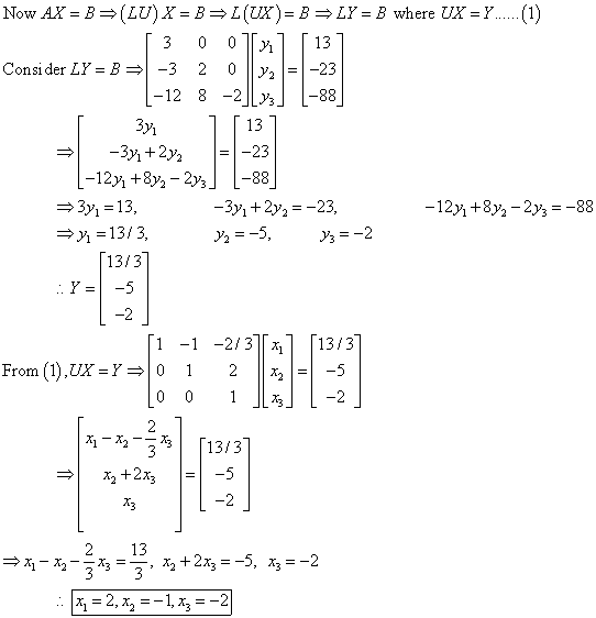 | | 13 0||y,--23 Consider LY-B--3 2 12 8 -2y 13 23 -12, +89 _Zg = 13, M=1313, 13/3 1-1-213||丙| 0 1 2 2 |1313 -5 From (1),UK-Y