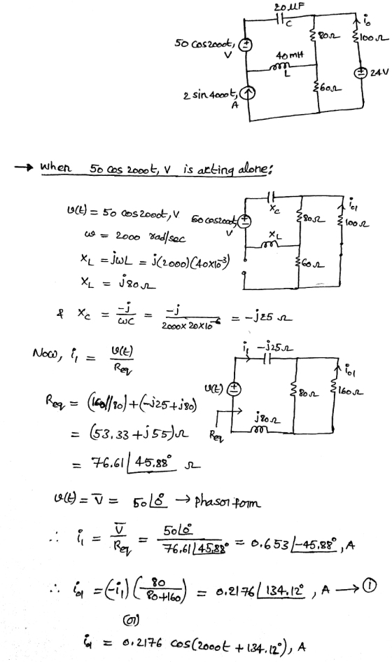 Fلرمو a 802 n floo.. {loor 40 mit om 50 Gaccount, c 2 sin forot, 24V tas → when 50 los 2000t, v is acting alone; LI(t) = 50 c