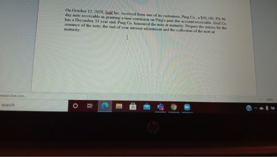 On October 12, 2020. Solf Inc, received from one of its customers, Ping Co., a $30,500,8% 90 day not receivable in granting a